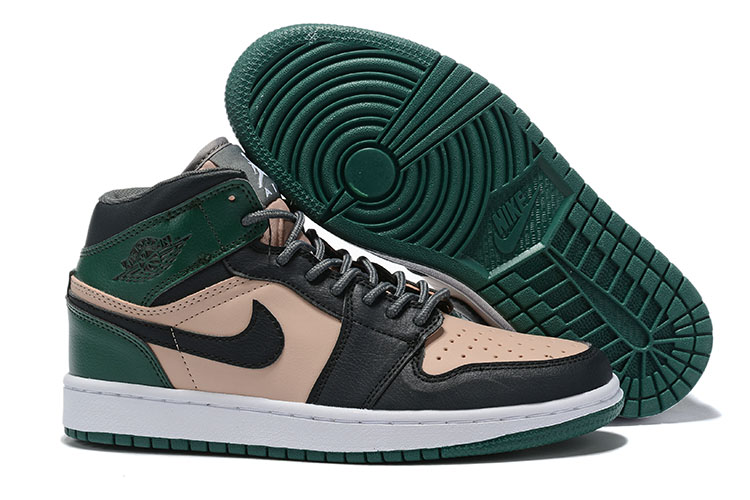 2019 Women Air Jordan 1 Retro Black Brown Green Shoes